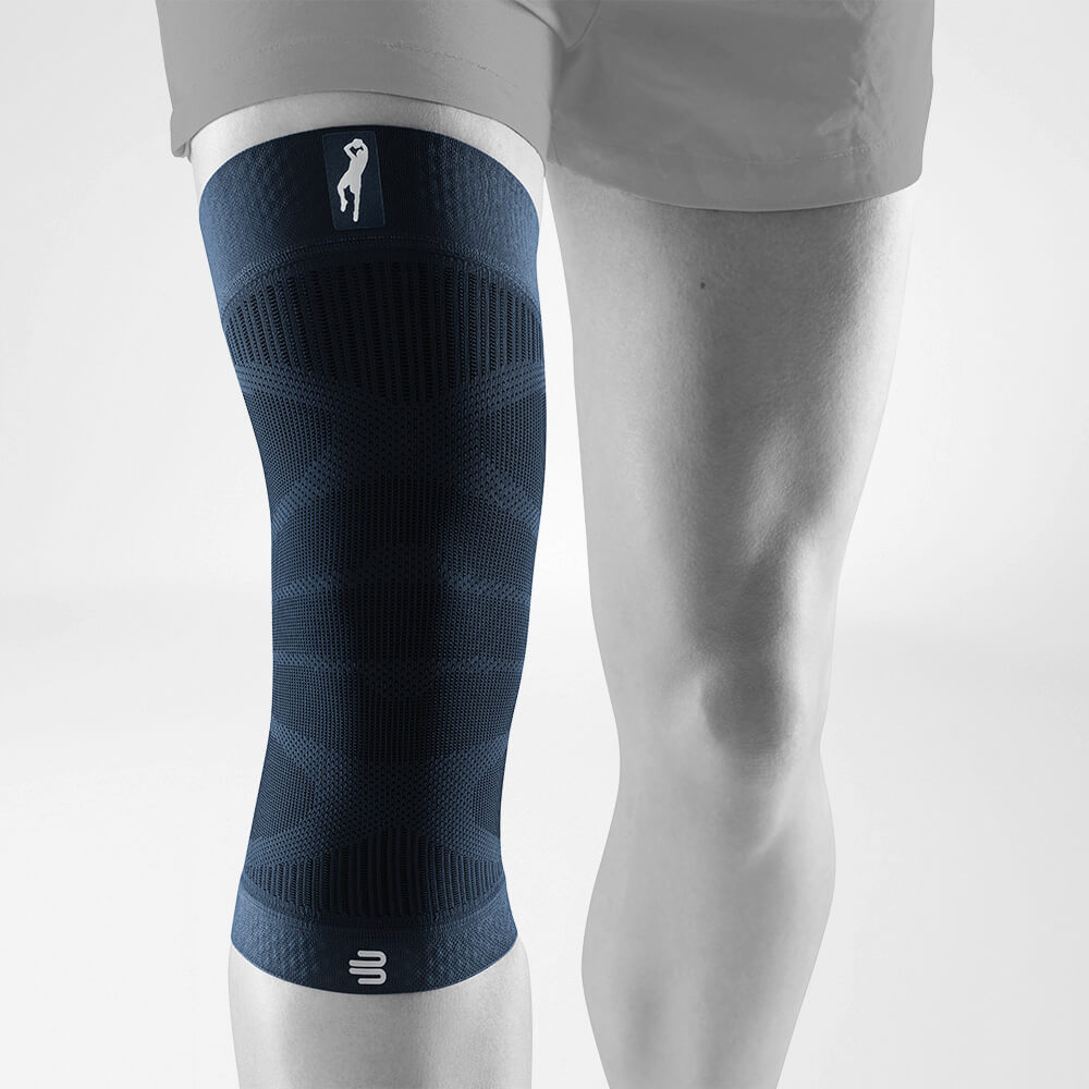 Compression knee support sleeve for sports and joint pain relief.