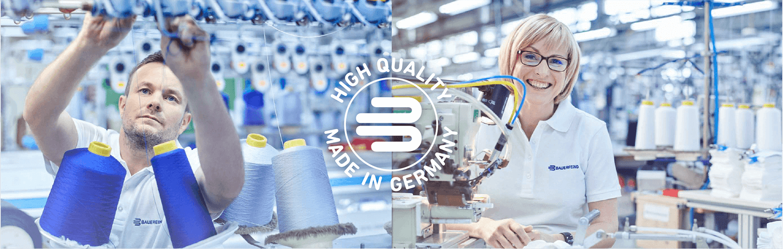 Workers in a high-tech German manufacturing facility showcasing textile production