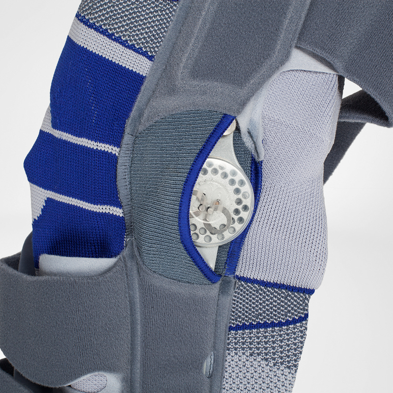 Close-up view of a blue and grey lightweight sports backpack featuring mesh textures and a zippered pocket