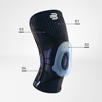 High-quality knee brace with anatomical design and silicone pads for optimal support