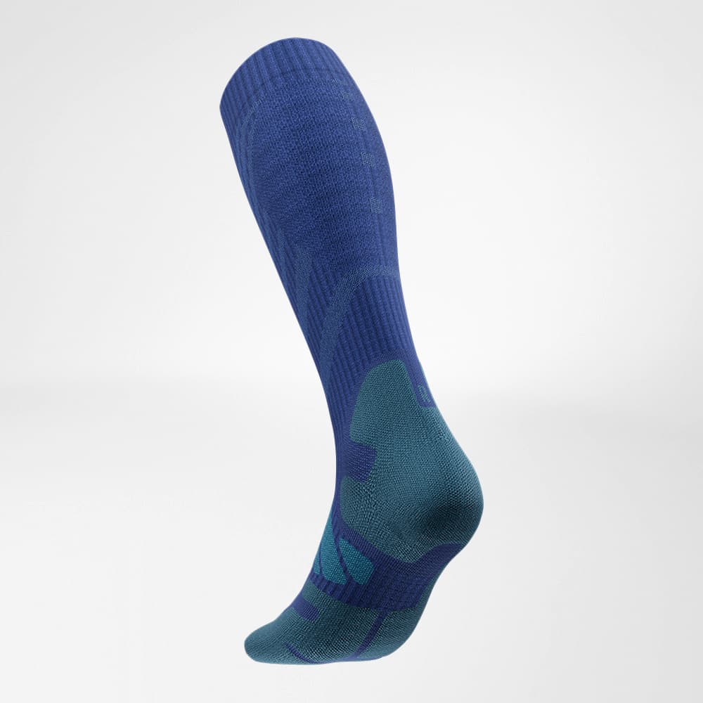 Image of Outdoor Merino Compression Socks Ocean Blue Back Angle