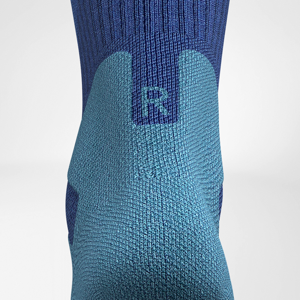 Image of Outdoor Merino Compression Socks Ocean Blue Back Detail