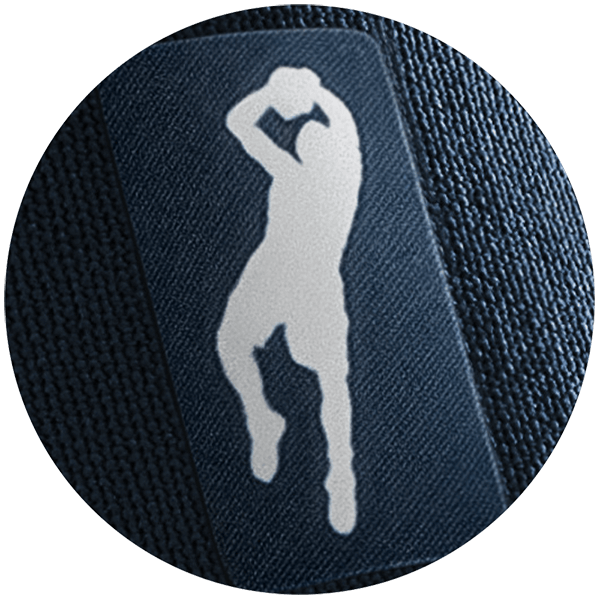 Close-up of official fadeaway logo used within the Dirk Nowitzki Signature Line.